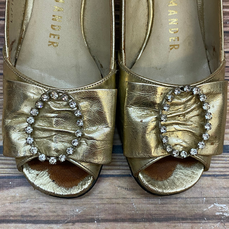 Vintage Slingback Pumps Gold Salamander Gr. 36 – elegante Abendschuhe Peep Toe, Ansicht 3