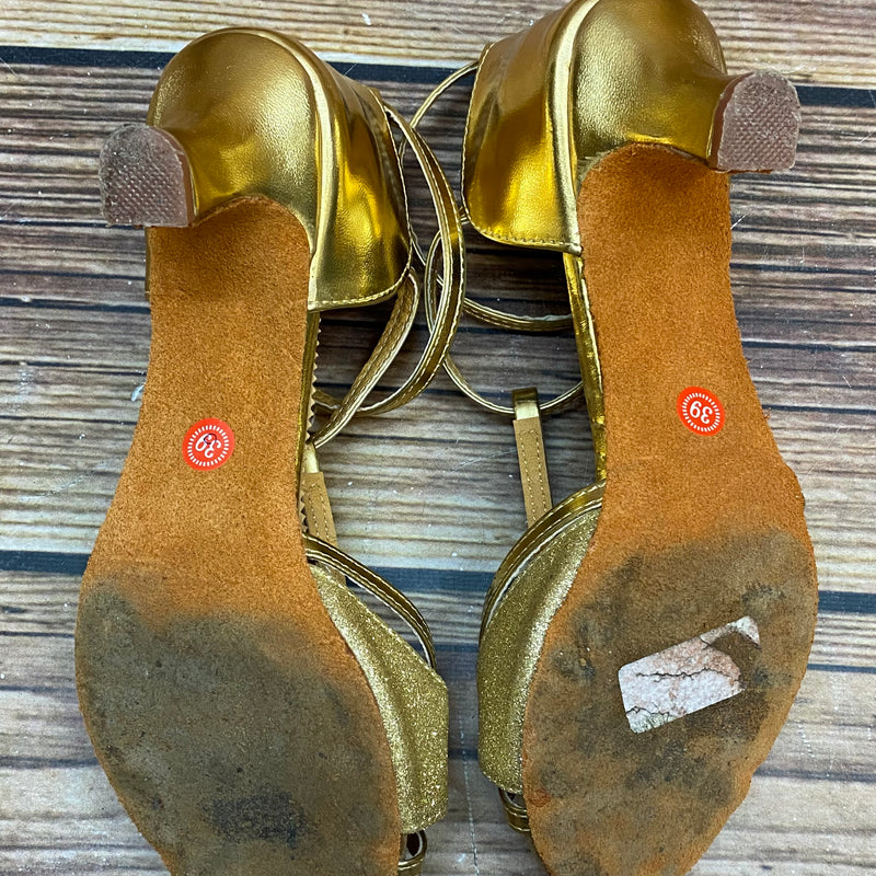 Vintage Goldene Tanzschuhe Damen – Gr. 39 Glitzer Riemchen, Ansicht 4