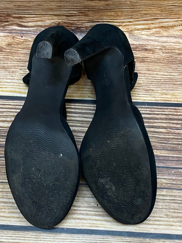 Vintage Schuhe Damen schwarze T-Steg Pumps Gr. 38