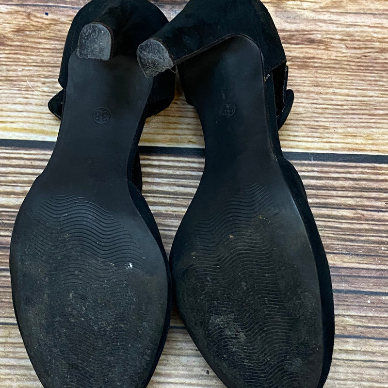 Vintage Schuhe Damen schwarze T-Steg Pumps Gr. 38