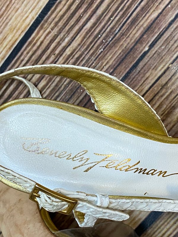 Vintage Schuhe Damen Gold Sandaletten Beverly Feldman Gr. 38, Ansicht 4