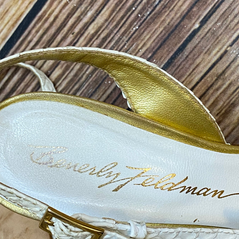 Vintage Schuhe Damen Gold Sandaletten Beverly Feldman Gr. 38, Ansicht 4
