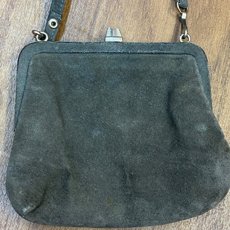 Vintage Trachtentasche, Dirndl Handtasche in grau