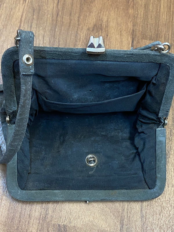 Vintage Trachtentasche, Dirndl Handtasche in grau
