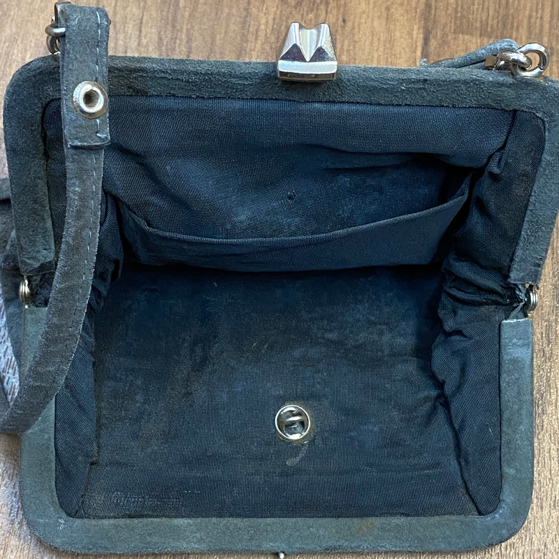 Vintage Trachtentasche, Dirndl Handtasche in grau