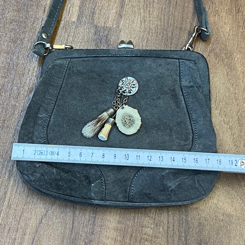 Vintage Trachtentasche, Dirndl Handtasche in grau