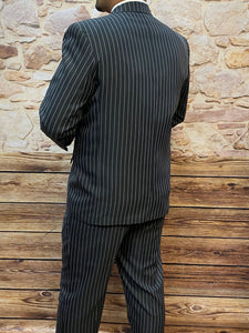 2teiliger Schwarzer Nadelstreifen Anzug, Al Capone, Ganster, 20er Jahre Gr.52
