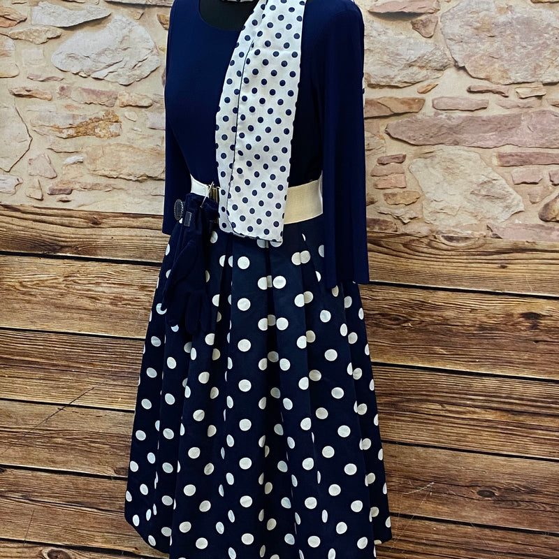 50er Jahre Rockabilly Outfit mit Polka Dots Kleid, Gürtel & Accessoires – Vintage Komplettlook Gr. 38