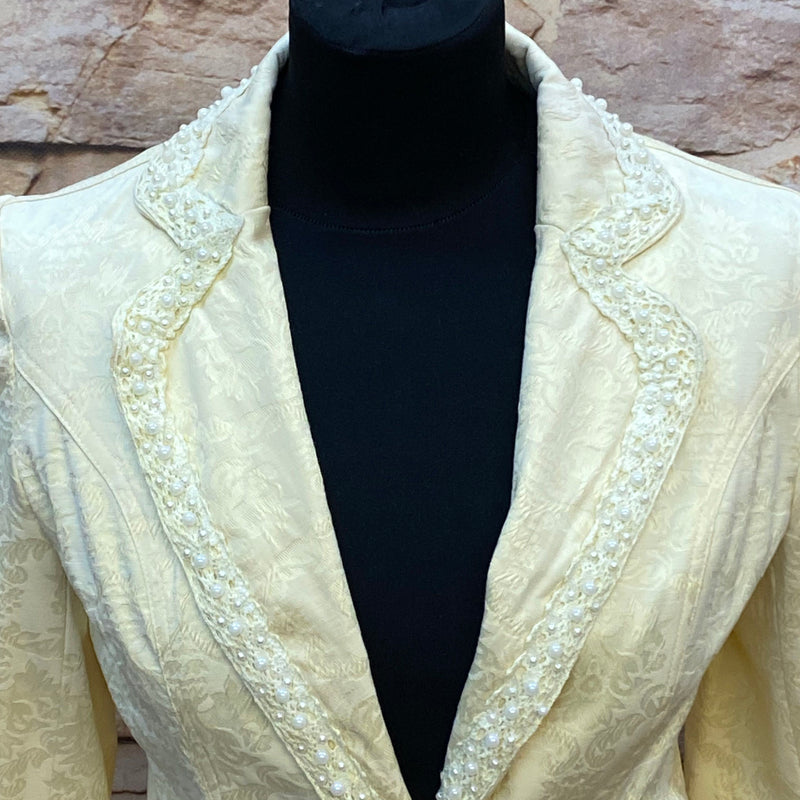 Elegante Vintage-Jacke in Cremefarben mit Perlenverzierungen, Gr.36