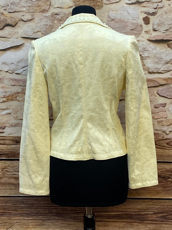 Elegante Vintage-Jacke in Cremefarben mit Perlenverzierungen, Gr.36
