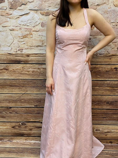 Langes Abendkleid Gr.38 Vintage, rosé farbend