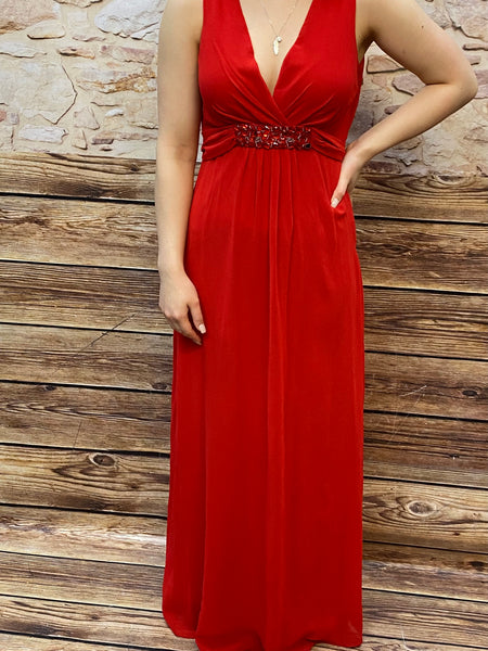 „Rotes langes Abendkleid Gr.36 Vorderansicht