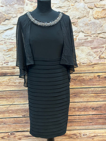„Vintage Abendkleid schwarz Glitzerkragen Lyman Gr 38