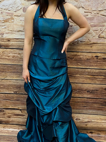 „Abendkleid türkis petrol 2-teilig Unique Gr 36 lang Vorderansicht