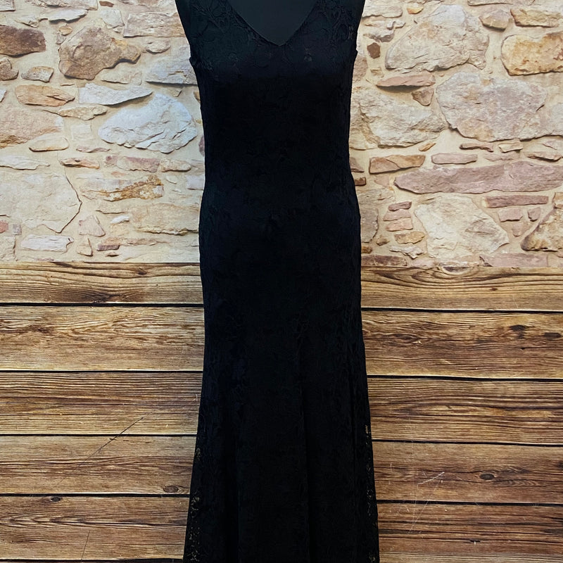 Vintage Abendkleid aus schwarzer Spitze von Laura Ashley Gr.36