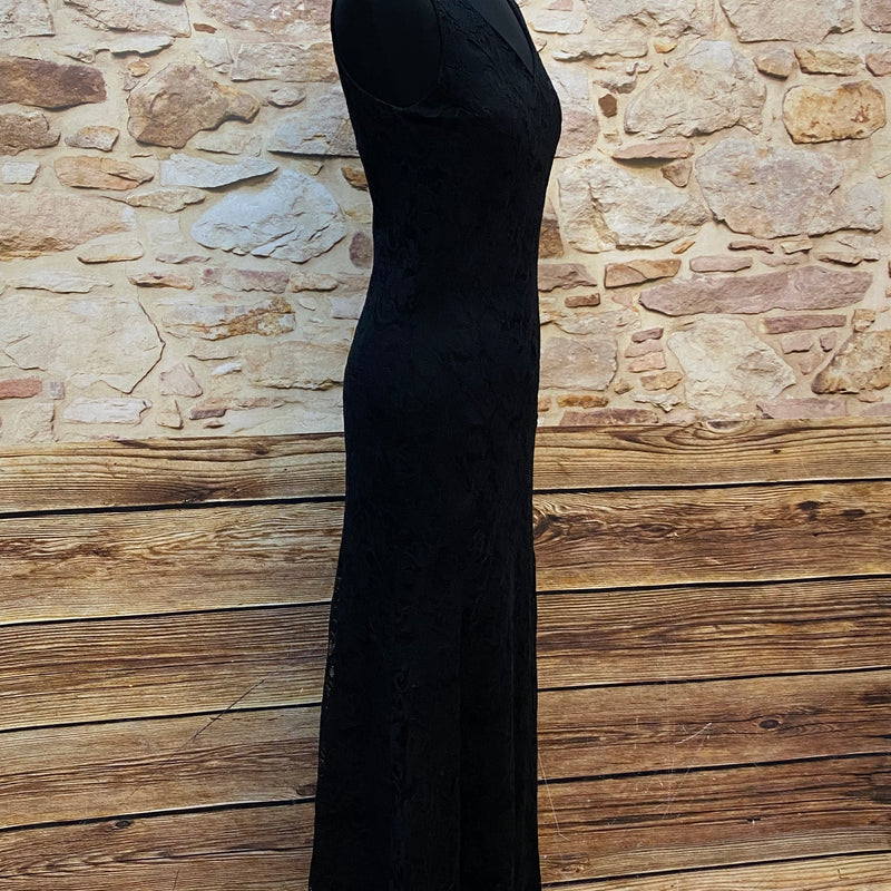 Vintage Abendkleid aus schwarzer Spitze von Laura Ashley Gr.36