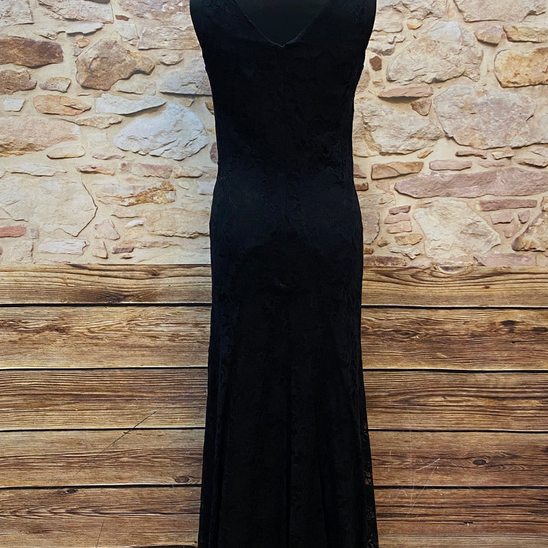 Vintage Abendkleid aus schwarzer Spitze von Laura Ashley Gr.36
