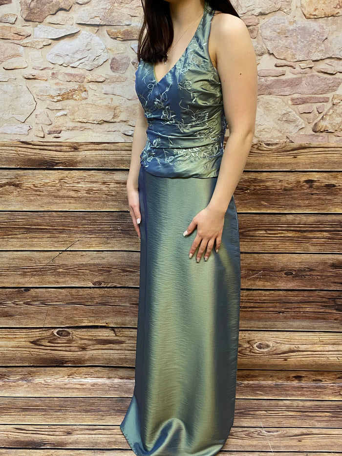 Robe de soirée 3 pièces en taille. 36 vert pâle avec menottes 