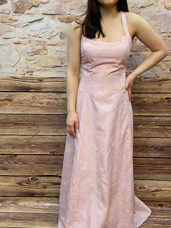 Langes Abendkleid Gr.38 Vintage, rosé farbend