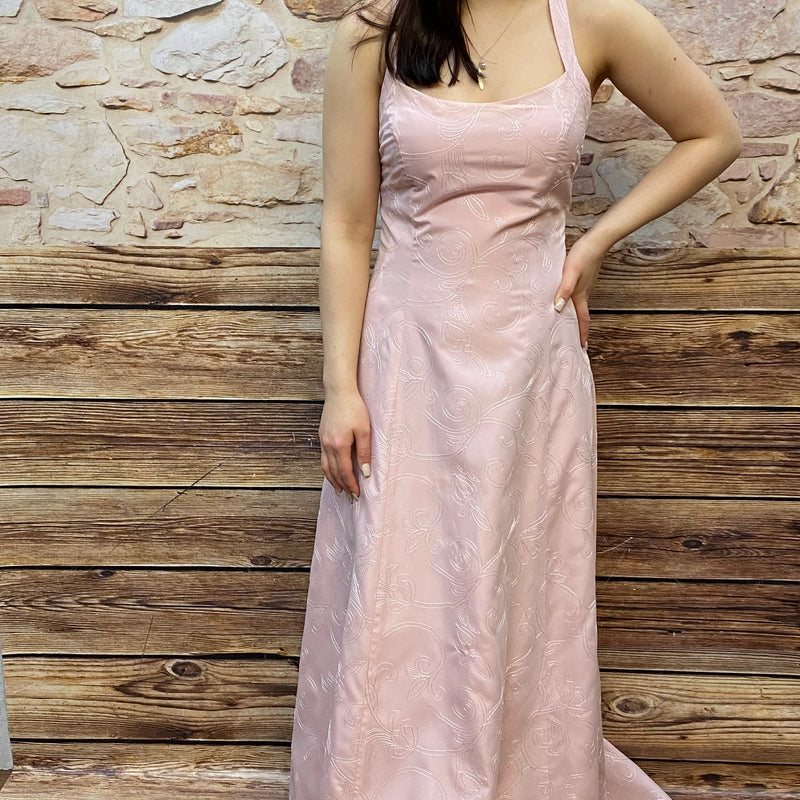 Langes Abendkleid Gr.38 Vintage, rosé farbend