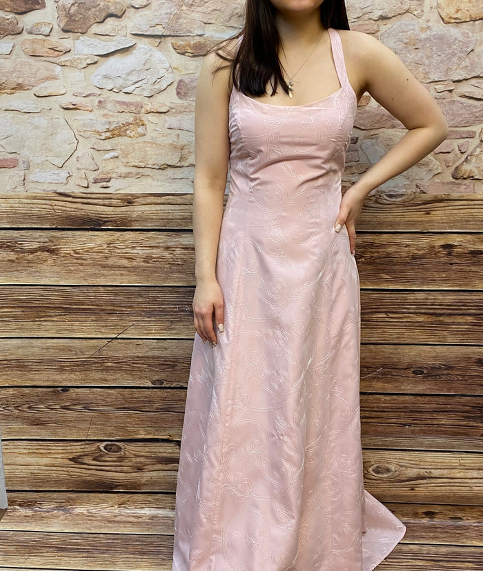 Langes Abendkleid Gr.38 Vintage, rosé farbend