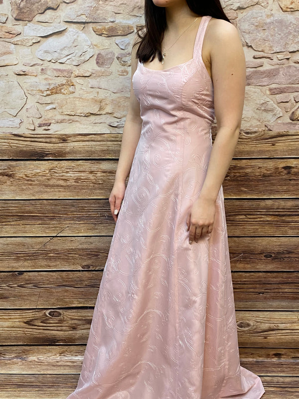 Langes Abendkleid Gr.38 Vintage, rosé farbend
