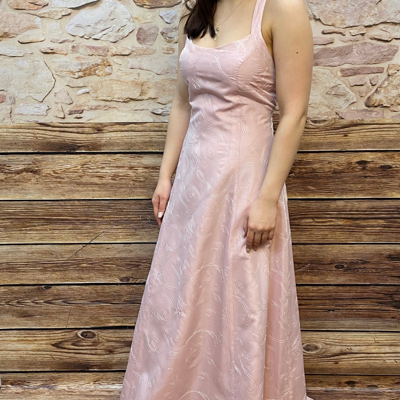 Langes Abendkleid Gr.38 Vintage, rosé farbend