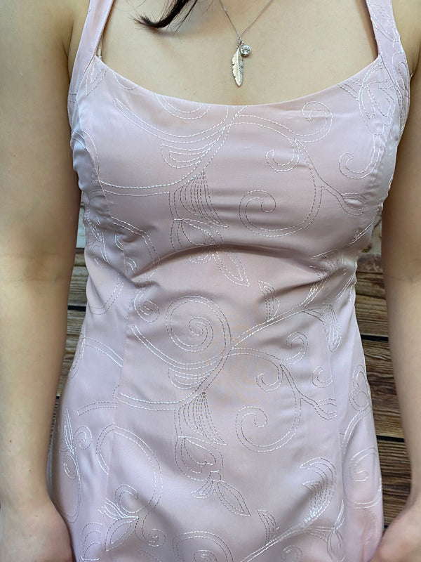 Langes Abendkleid Gr.38 Vintage, rosé farbend