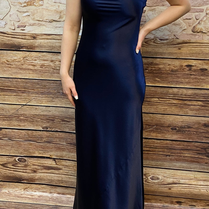 Dunnkelblaues langes Abendkleid Gr.36 Vintage