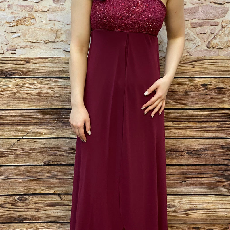 Weinrotes, langes Abendkleid Marke Poly USA Gr.34