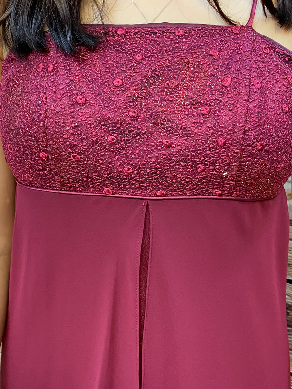 Weinrotes, langes Abendkleid Marke Poly USA Gr.34
