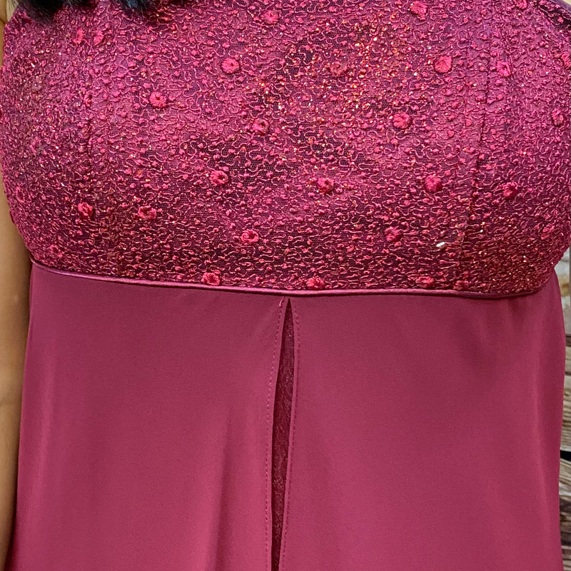 Weinrotes, langes Abendkleid Marke Poly USA Gr.34