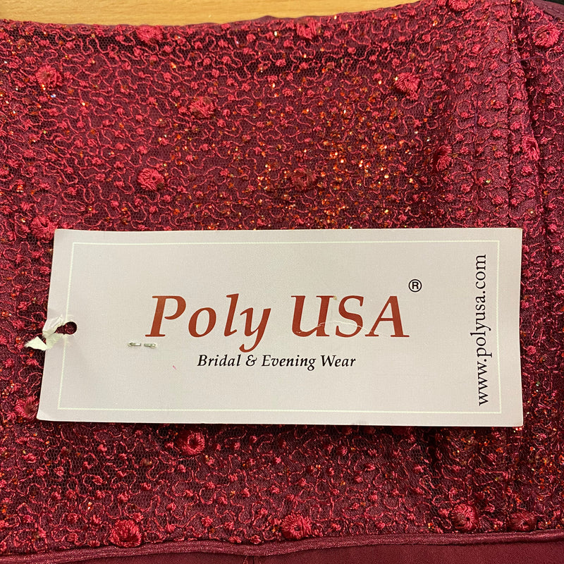 Weinrotes, langes Abendkleid Marke Poly USA Gr.34