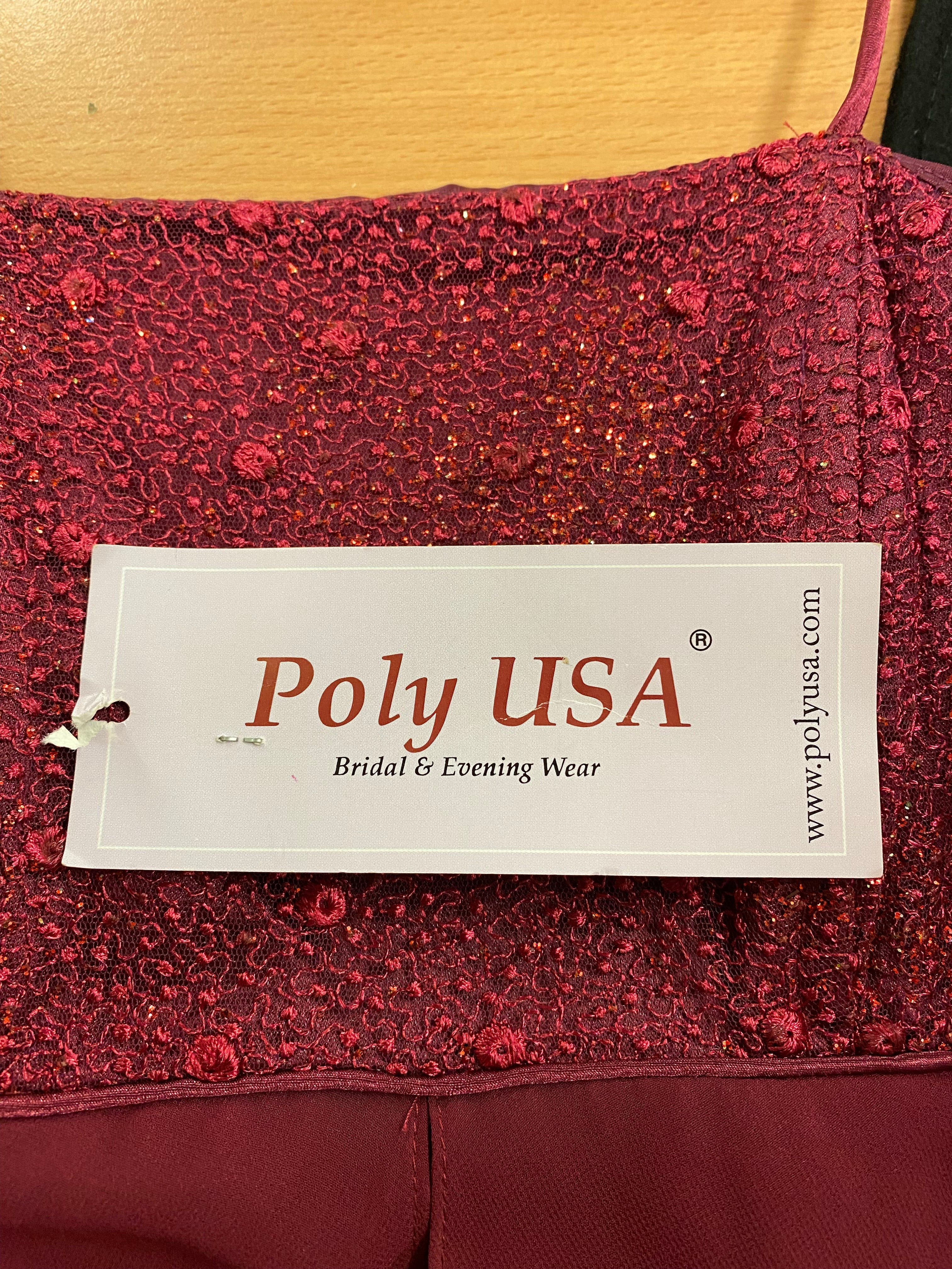 Weinrotes, langes Abendkleid Marke Poly USA Gr.34