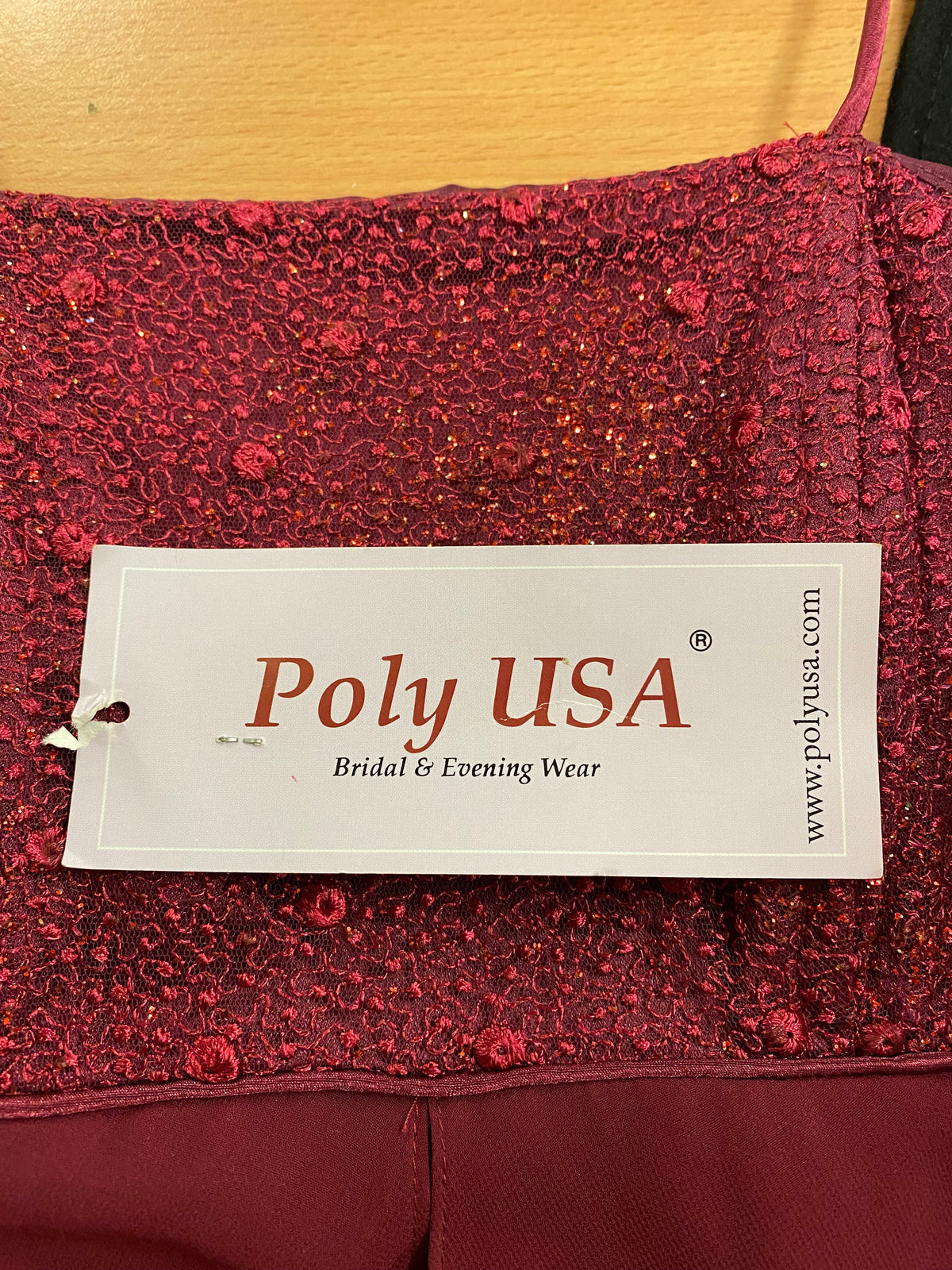 Robe de soirée longue rouge vin marque Poly USA taille 34 