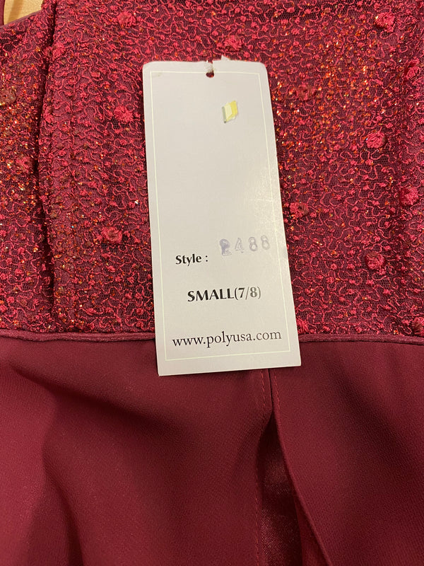 Weinrotes, langes Abendkleid Marke Poly USA Gr.34