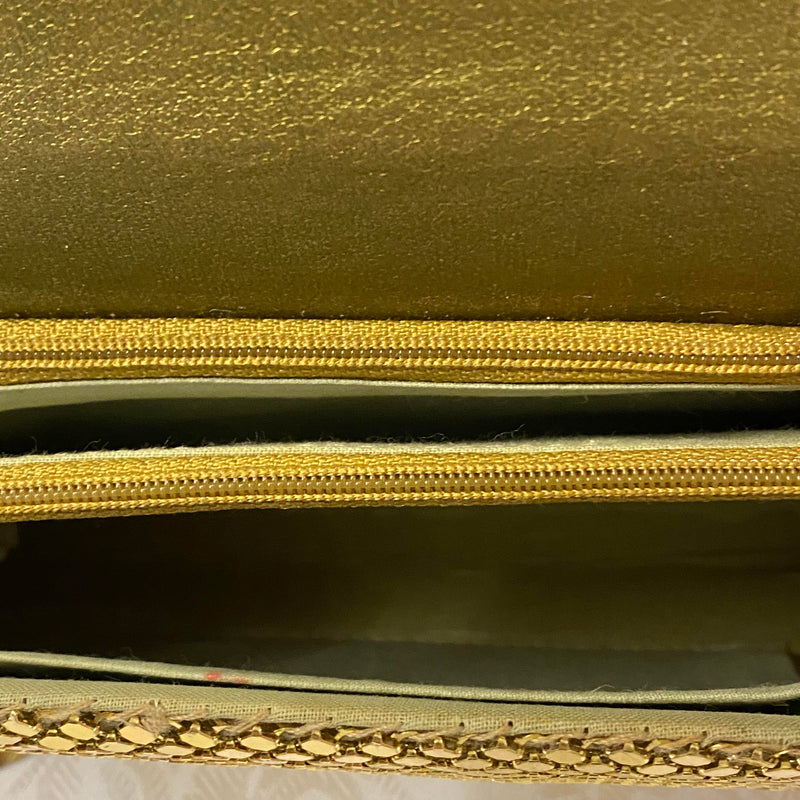 Vintage Abendtasche Gold mit buntem Metall-Mesh – 1970er