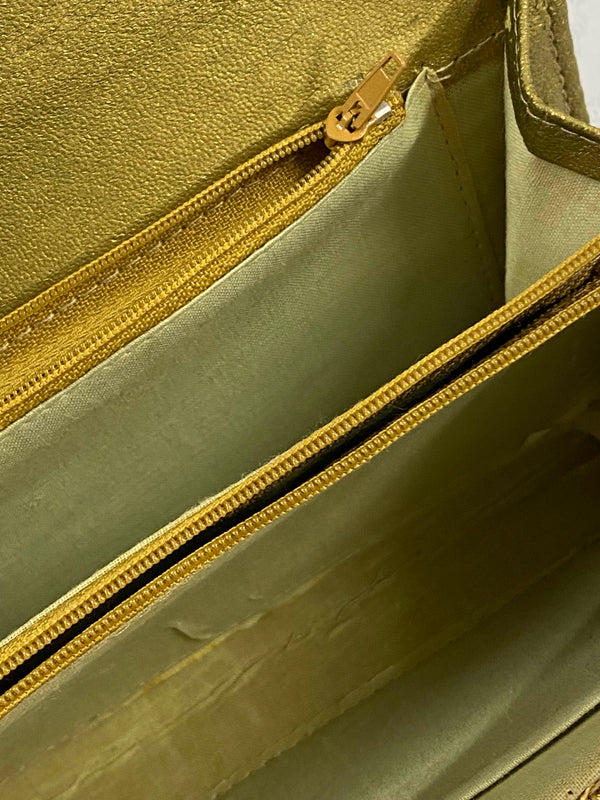 Vintage Abendtasche Gold mit buntem Metall-Mesh – 1970er