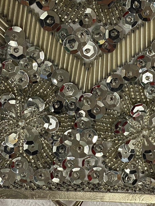20er Jahre Abendtasche Silber Art Déco Perlen Vintage, Ansicht 2