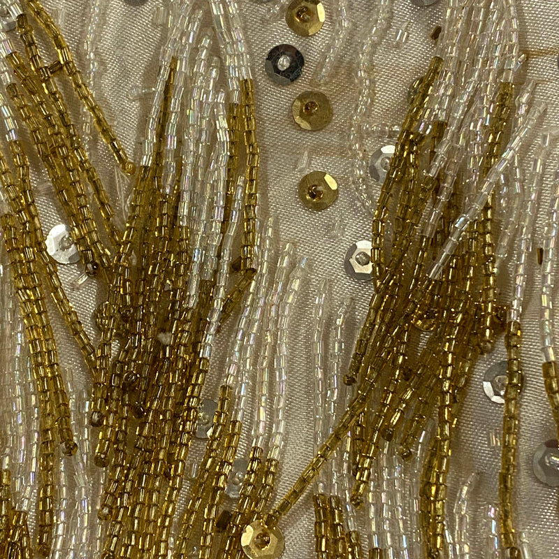 Vintage 1950er Abendtasche Gold mit Perlen