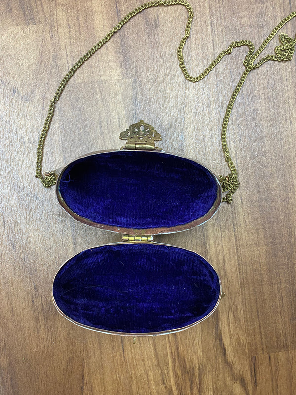 Vintage 1930er Jahre Messing Kupfer Metall Kissen Geldbörse Tasche