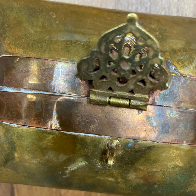 Vintage 1930er Jahre Messing Kupfer Metall Kissen Geldbörse Tasche