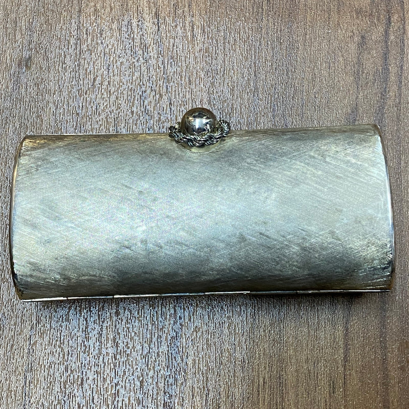 Rodo Abendtasche gebürstetes Metall Silber Clutch Vintage Handtasche