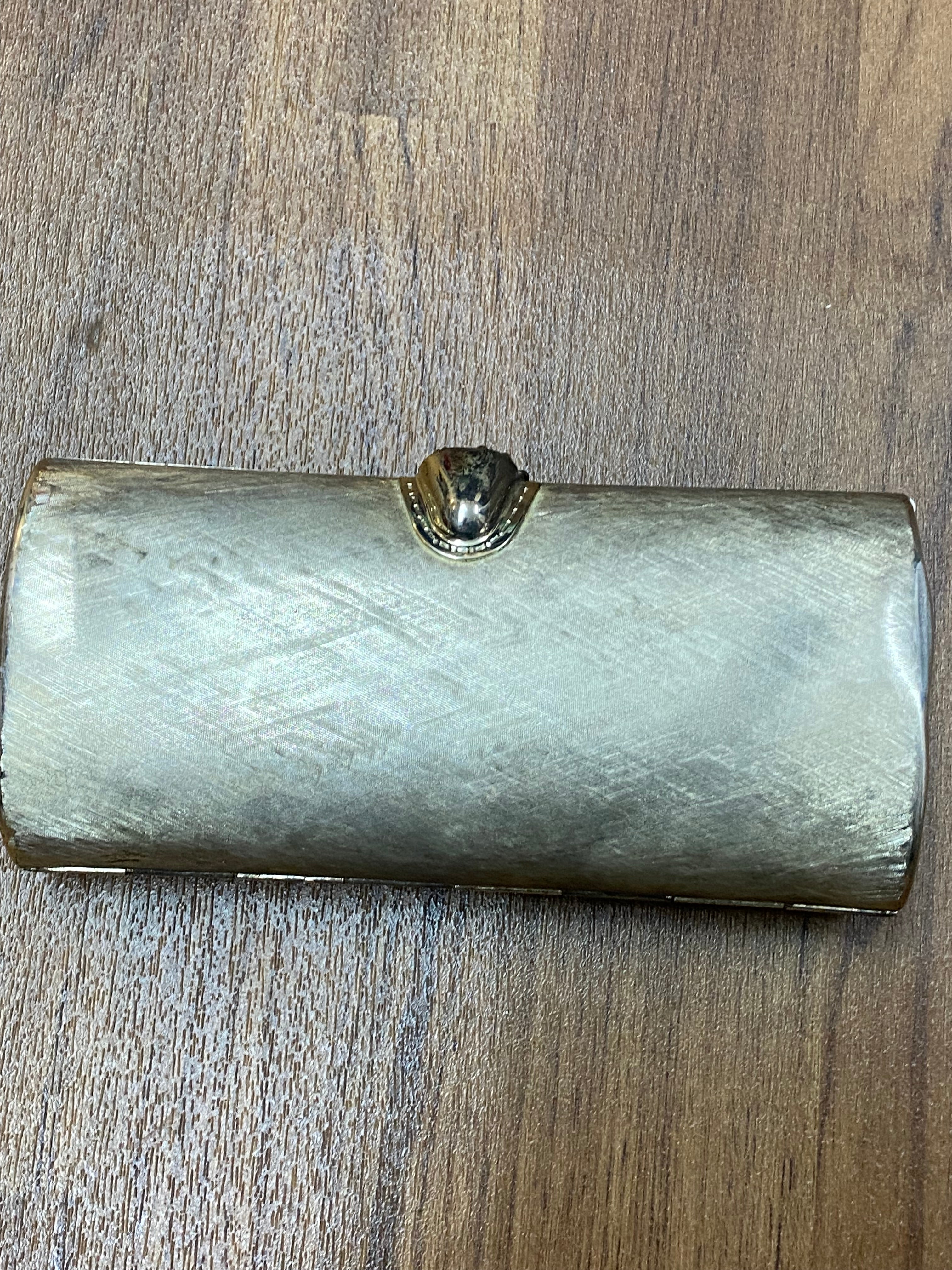 Rodo Brushed Metal Silver Clutch Vintage Handbag Bag