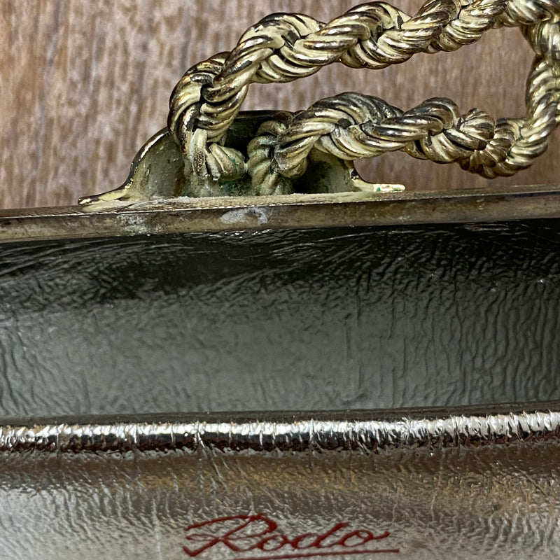 Rodo Abendtasche gebürstetes Metall Silber Clutch Vintage Handtasche