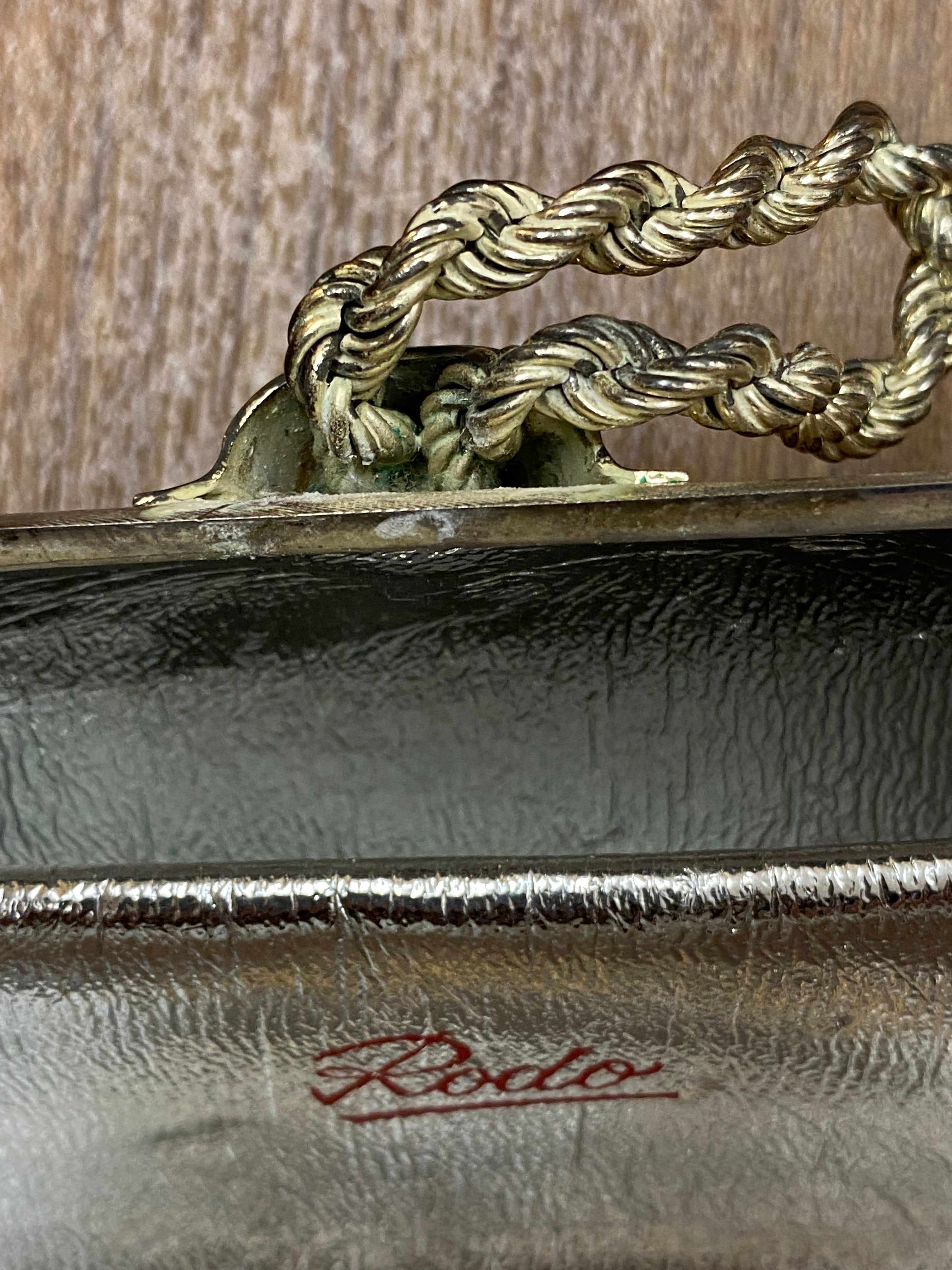 Rodo Abendtasche gebürstetes Metall Silber Clutch Vintage Handtasche