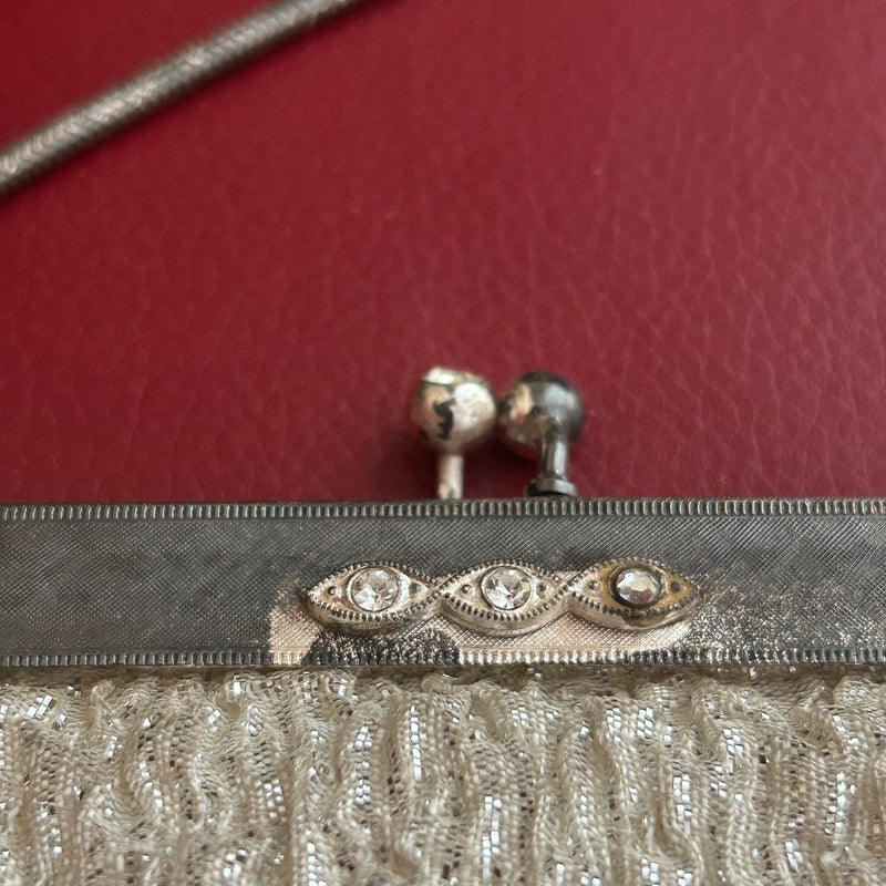 Abendtasche, Silber-Lamé – 22 × 14 cm