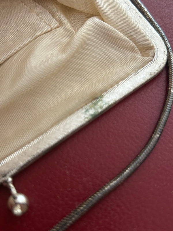 Abendtasche, Silber-Lamé – 22 × 14 cm