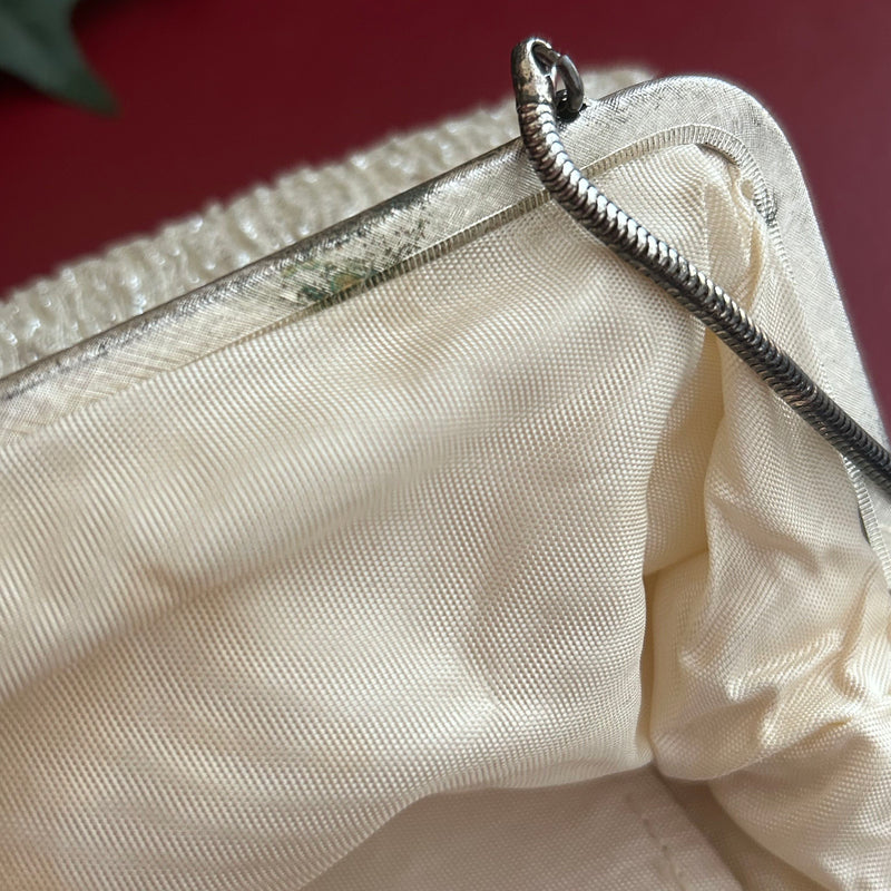 Abendtasche, Silber-Lamé – 22 × 14 cm