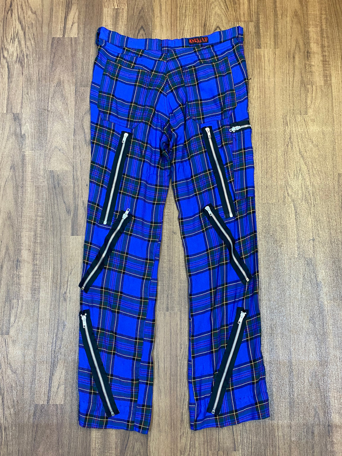 Aderlass Pantalon Homme Tartan Bleu Vintage Taille 32, Taille M 